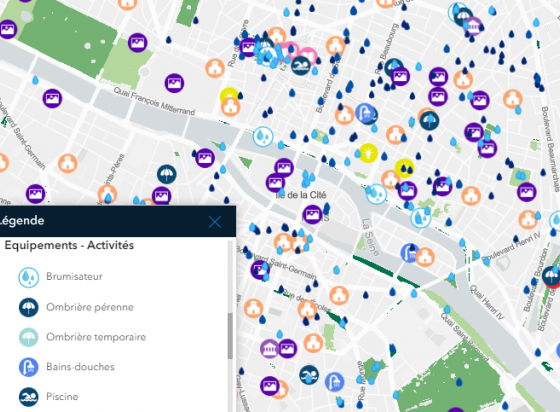 carte des ilots de fraicheurs à Paris